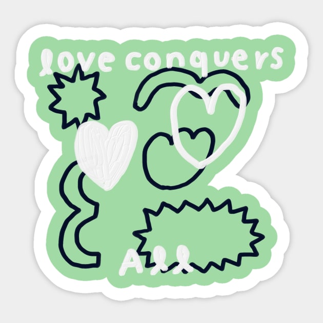 Love conquers all 4 Sticker by Soosoojin